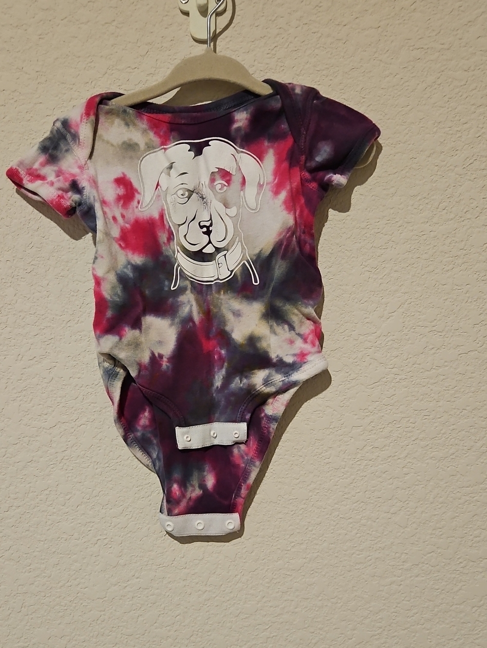 Rabbit Skins Tie-Dye Puppy Bodysuit - Pink, Purple, Gray